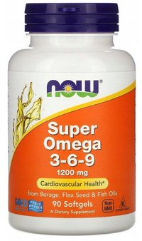 Thumbnail for Now Foods Omega 3-6-9 90 softgel is a dietary supplement that supports the cardiovascular system with its omega-6 and omega-9 fatty acids. These essential fats have anti-inflammatory properties, making.
