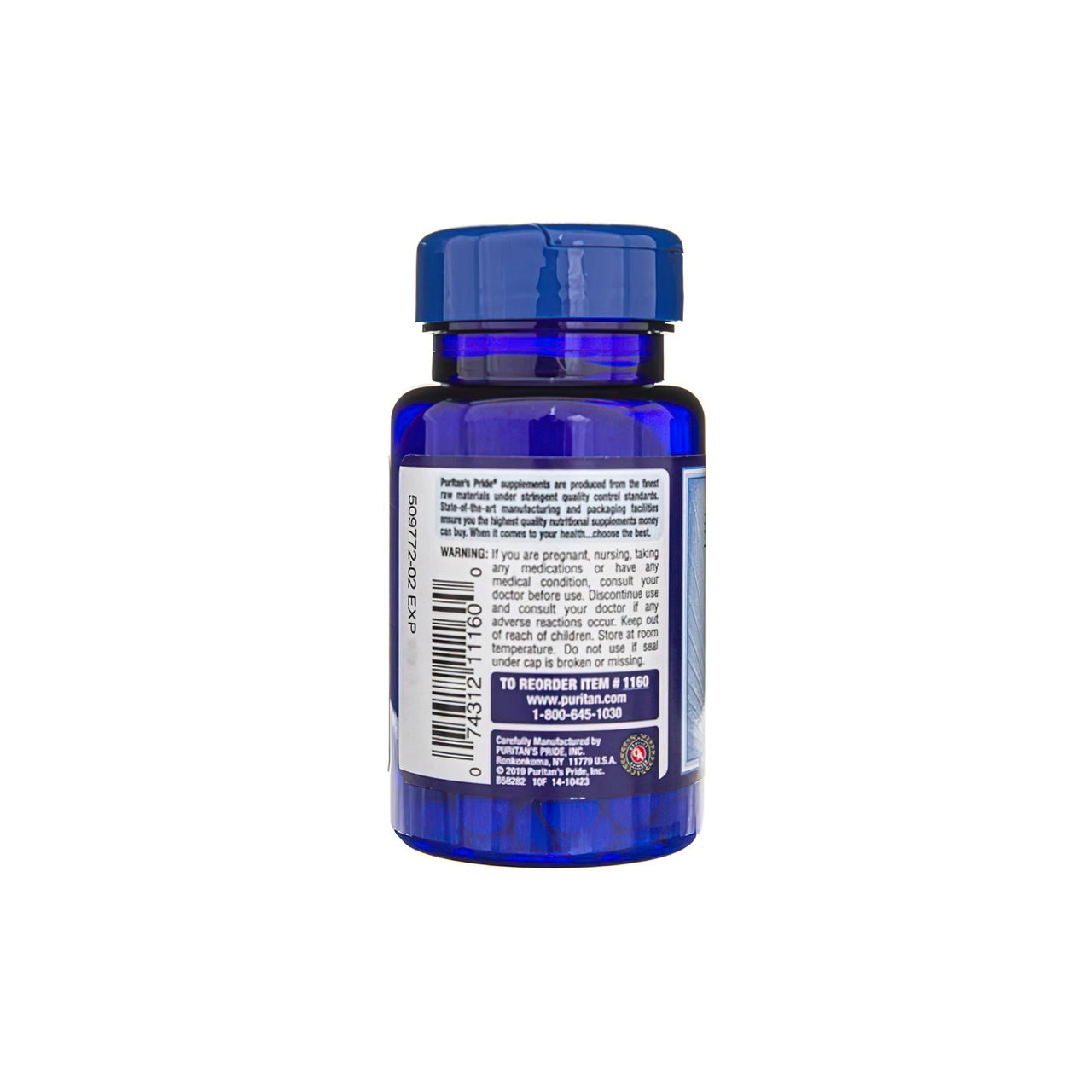 A bottle of Puritan's Pride Vitamin B-6 Pyridoxine 50 mg 100 tablets, promoting cardio health and energy metabolism, on a white background.