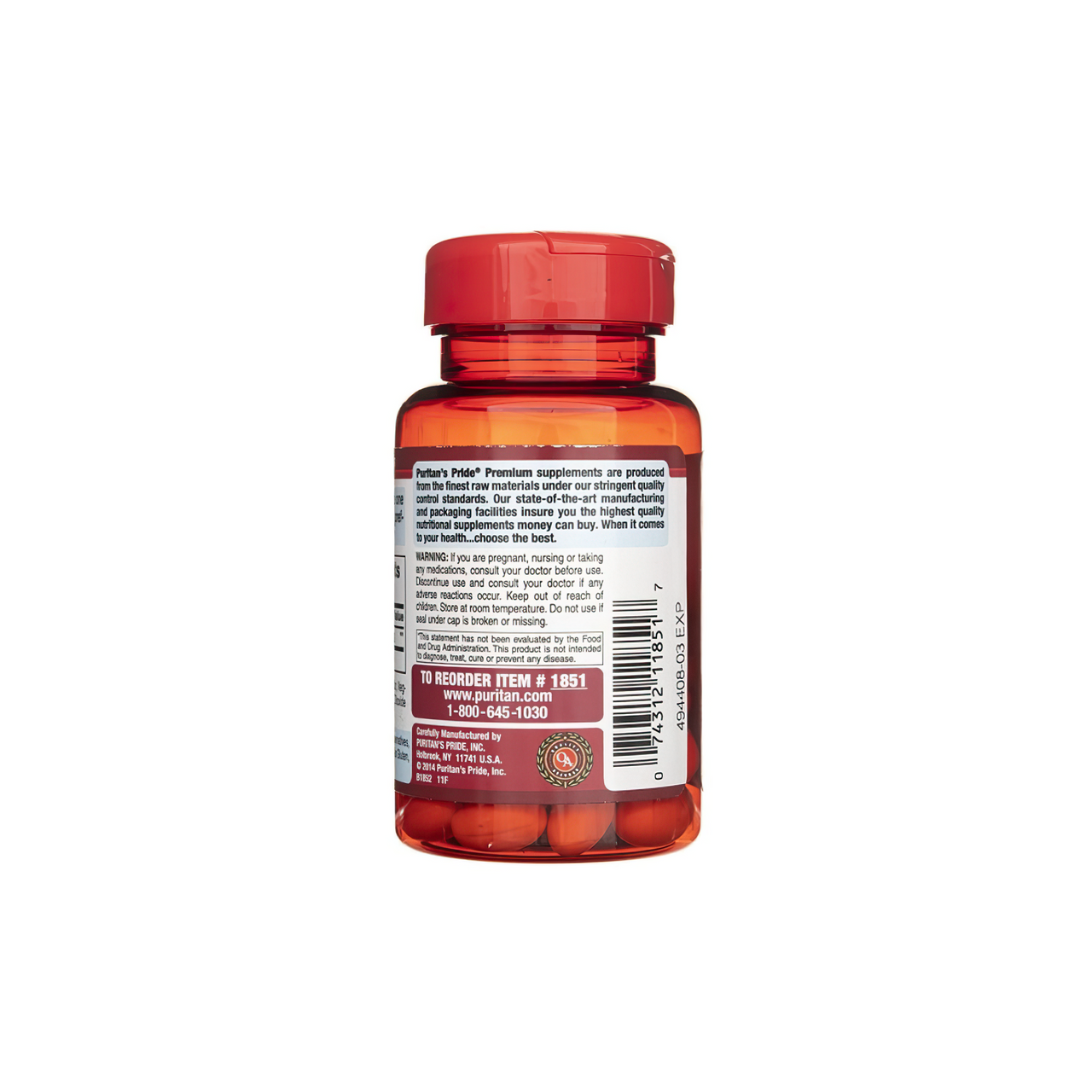A bottle of Coenzyme Q10 - 120 mg 60 Rapid Release softgels by Puritan's Pride on a white background.