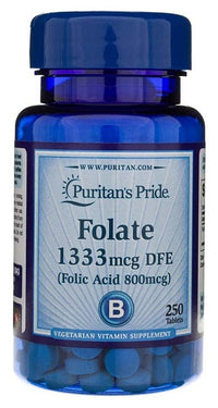 Thumbnail for Puritan's Pride Folate 1333mcg (800 mcg folic acid) 250 tab.