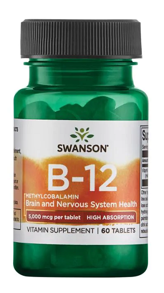 Swanson Vitamin B-12 - 5000 mcg 60 tabs Methylcobalamin tablets are formulated with methylcobalamin, a vital nutrient for brain functioning.