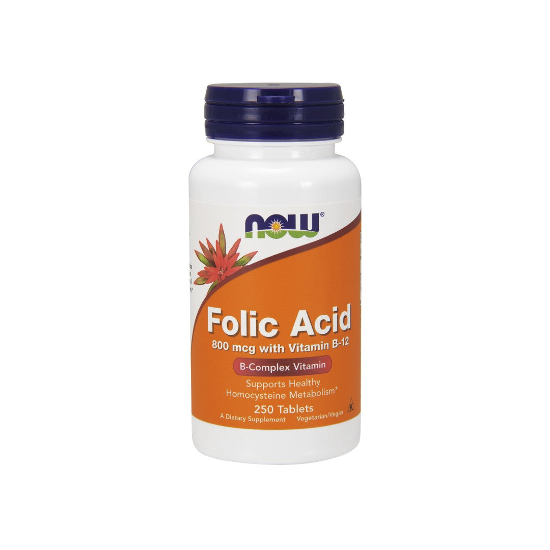 Now Foods Folic Acid 800 mcg with B-12 25 mcg 250 tablets capsules.