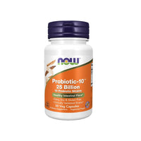 Thumbnail for A bottle of Probiotic-10 25 Billion 50 vege capsules by Now Foods for improved digestion and immunity.