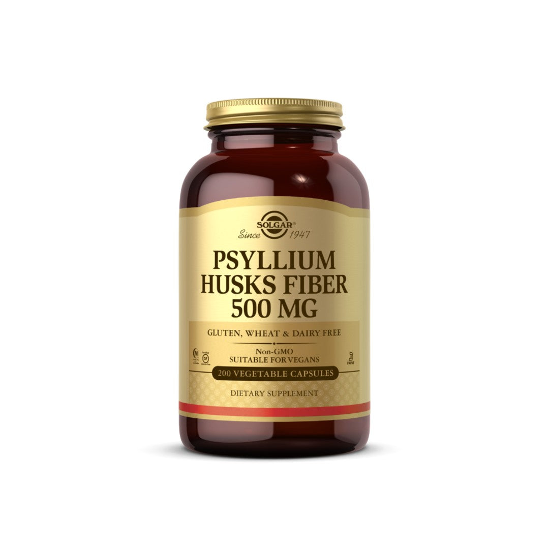 Solgar Psyllium Husks Fiber 500 mg 200 vege capsules is a dietary supplement rich in fiber, which supports digestive system health and aids in weight loss.