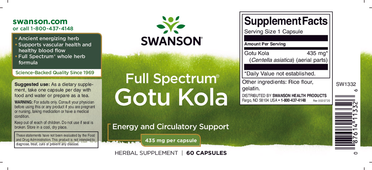 Swanson Gotu kola - 435 mg 60 capsules.