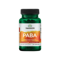 Thumbnail for A bottle of Swanson PABA - 500 mg 120 capsules, known for its beneficial effects on red blood cell formation and skin health.