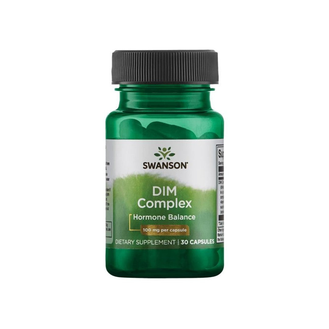 A bottle of Swanson DIM Complex - 100 mg 30 capsules.
