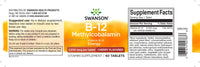 Thumbnail for Swanson's Vitamin B-12 - 2500 mcg 60 tabs Methylcobalamin supplement label supports red blood cell production and metabolic health.