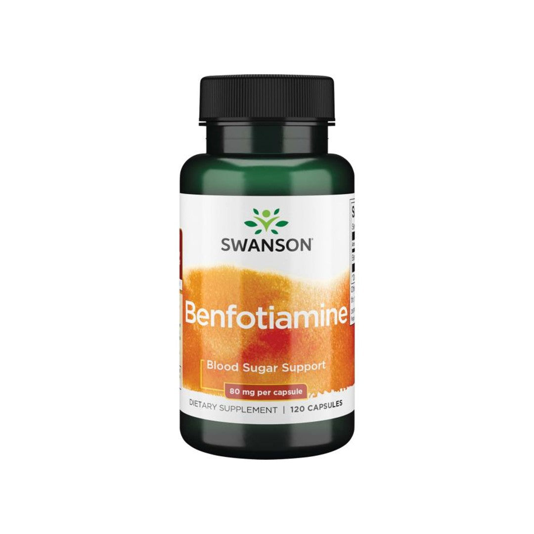 Swanson Vitamin B-1 Benfotiamine - 80 mg 120 capsules support glucose metabolism and the retinas of the eyes.
