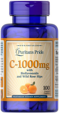 Thumbnail for Puritan's Pride Vitamin C-1000 mg with Bioflavonoids & Rose Hips 100 Caplets.