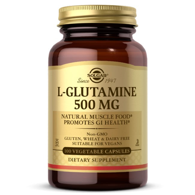 L-Glutamine 500 mg 100 Vegetable Capsules - front 2