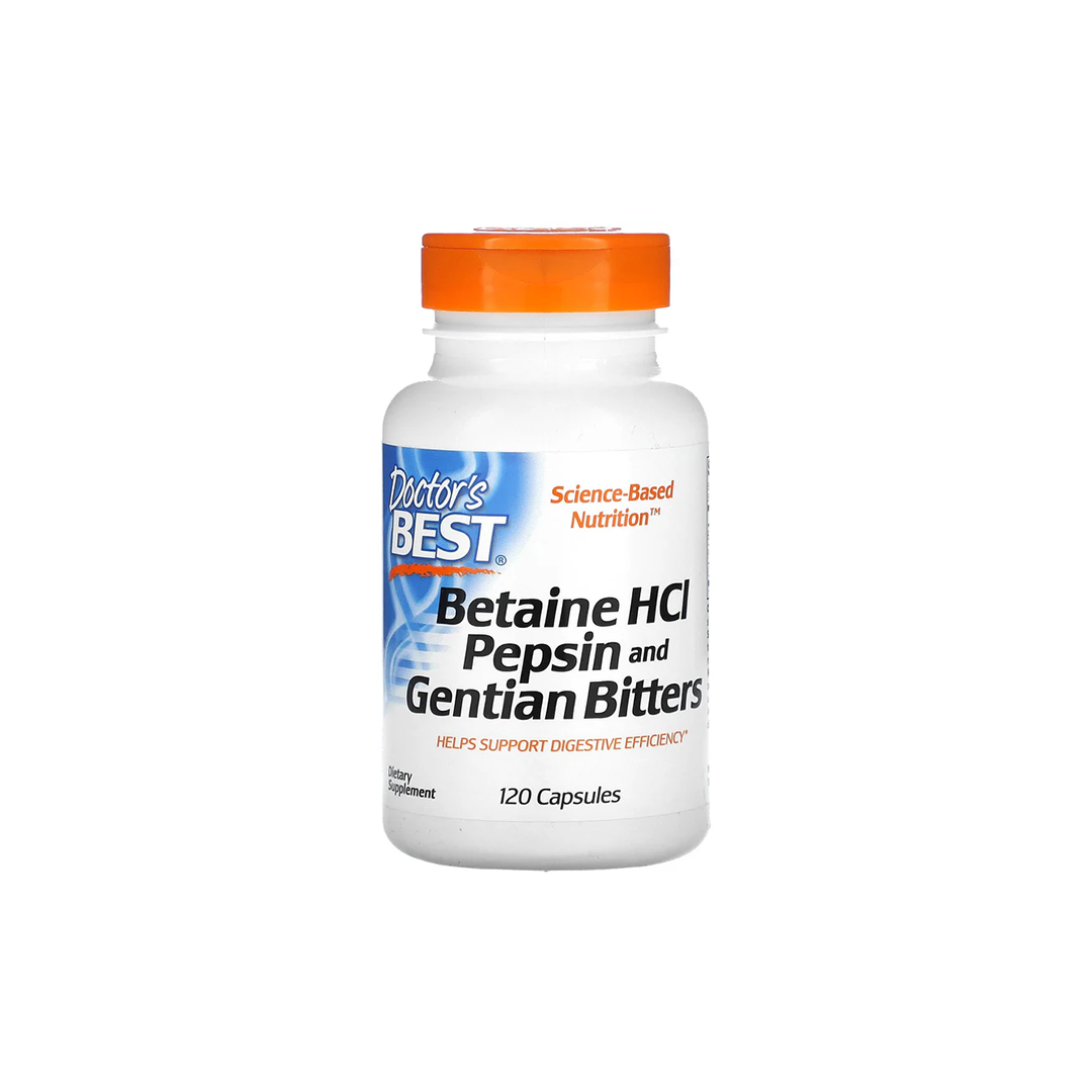 Betaine HCL Pepsin & Gentian Bitters, 120 Capsules