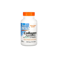 Thumbnail for A bottle of Doctor's Best Collagen types 1 and 3 1000 mg 180 tablets, the best collagen supplement.