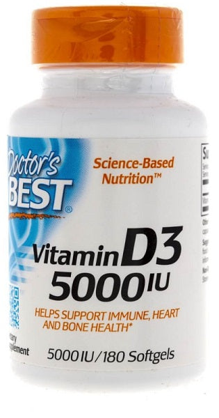 Doctor's Best Vitamin D3 5000 IU 180 softgels is a high-quality supplement specifically designed to support the immune system and nervous system. With its potent dosage of vitamin D3, it aids in keeping the