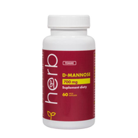 Thumbnail for A bottle of Herb's dietary supplement, D-Mannose 700 mg 60 Vege Capsules, is ideal for supporting urinary tract health. It comes with a distinctive red label and sleek white packaging.