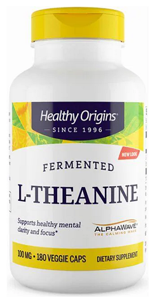 L-Theanine 100 mg (AlphaWave) 180 vege capsules - front 2