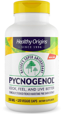 Thumbnail for Pycnogenol 150 mg 120 vege capsules from Healthy Origins are a dietary supplement that promotes cardiovascular health and provides antioxidant benefits.