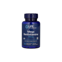 Thumbnail for A bottle of Life Extension's Mega Benfotiamine 250 mg, with 120 vegetarian capsules, is a fat- and water-soluble Vitamin B1 dietary supplement designed to support glucose metabolism and benefit from the antioxidant properties inherent in Benfotiamine.