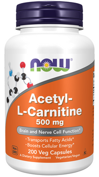 Thumbnail for Now Foods Acetyl -L-Carnitine 500 mg 200 vege capsules.