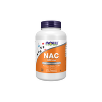 Thumbnail for A white bottle of Now Foods N-Acetyl Cysteine 600 mg antioxidant supplement with 250 capsules, labeled for free radical protection, liver and cellular health.