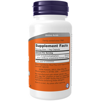 Thumbnail for A white Now Foods 5-HTP 100 mg 120 Vegetable Capsules bottle with a purple cap displays Supplement Facts and ingredients on the back—formulated to support serotonin production and promote mood support.