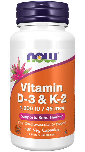 Vitamins D3 1000 IU & K2 45 mcg 120 Veg Capsules - front 2
