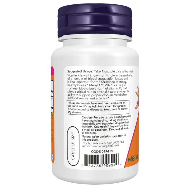 Vitamina K-2 MK-7, Extra Fuerza 300 mcg 60 Cápsulas Veg