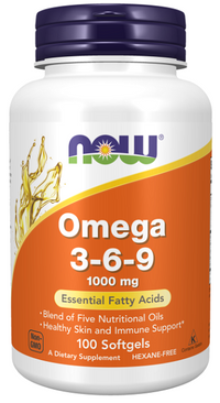 Thumbnail for Now Foods Omega 3-6-9 100 softgel is a supplement rich in essential fatty acids that provide numerous benefits to the cardiovascular system. With its anti-inflammatory properties, it helps combat atherosclerosis.