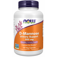 Thumbnail for NOW Foods D-Mannose Urinary Support 500 mg, 120 veg capsules, supports a healthy urinary tract and promotes bladder cleansing.