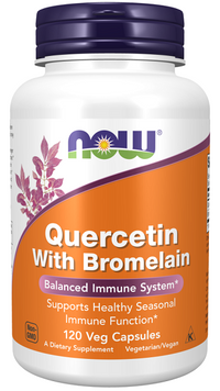 Thumbnail for Now Foods Quercetin with Bromelain 120 vege capsules is a powerful supplement that supports the immune system and seasonal immune function. This unique formula combines the benefits of quercetin and bromelain to.