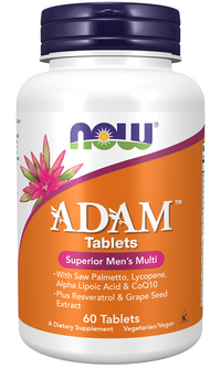 Thumbnail for A bottle of ADAM Multivitamins & Minerals for Man 60 vege tablets by Now Foods.
