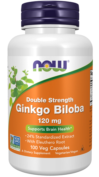 Now Now Foods Ginkgo Biloba Extract 24% 120 mg 100 vege capsules.