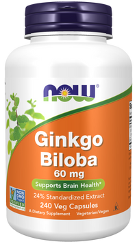 Thumbnail for Now Foods Ginkgo Biloba Extract 24% 60 mg 240 vege capsules.