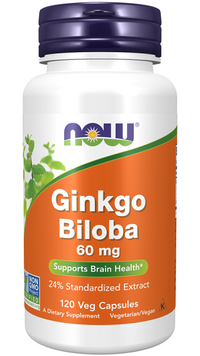 Thumbnail for Now Foods Ginkgo Biloba Extract 24% 60 mg 120 vege capsules.