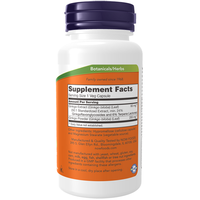 Ginkgo Biloba Extract 60 mg 120 Veg Capsules