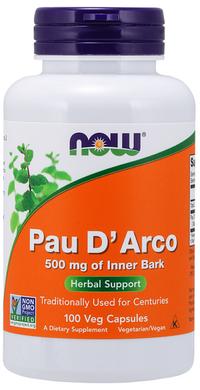 Thumbnail for Now Foods Pau D'Arco 500 mg capsules, now available in a pack of 100 vege capsules.