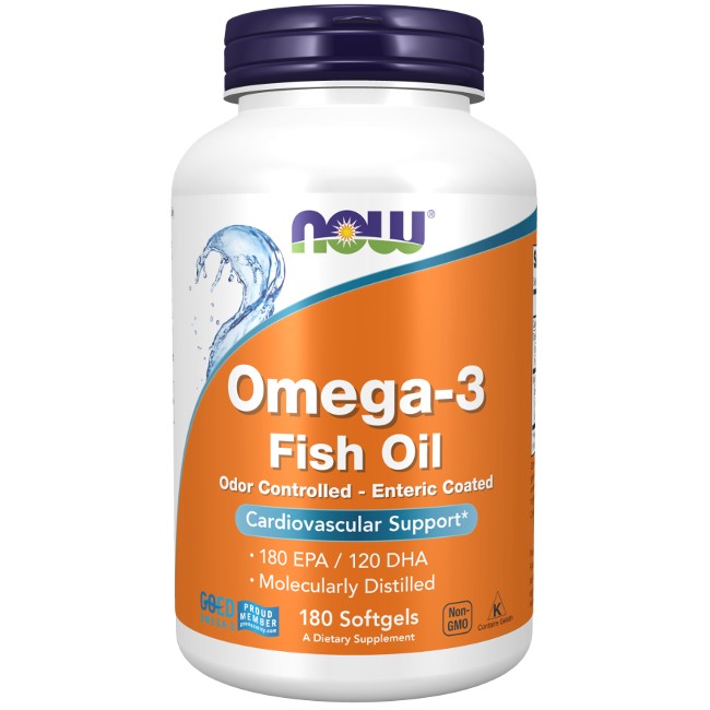 Omega-3, 180 Molecularly Distilled & Enteric Coated Softgels - front