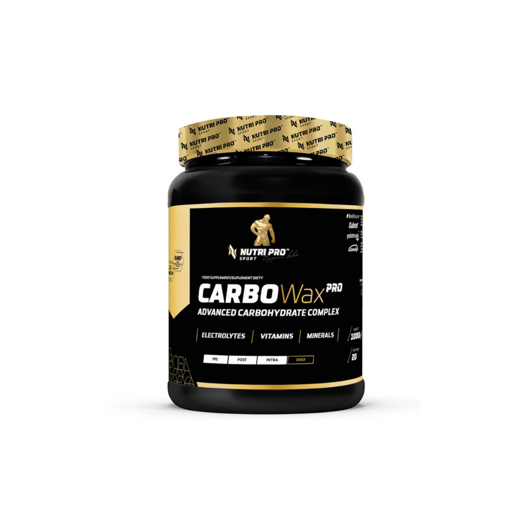 The Carbo Wax PRO 1000g - Orange Flavour by Nutri Pro Sport is a carbohydrate supplement designed to replenish an athlete's energy. Marketed as an advanced carbohydrate complex, it includes electrolytes, vitamins, and minerals to help sustain energy levels during workouts.