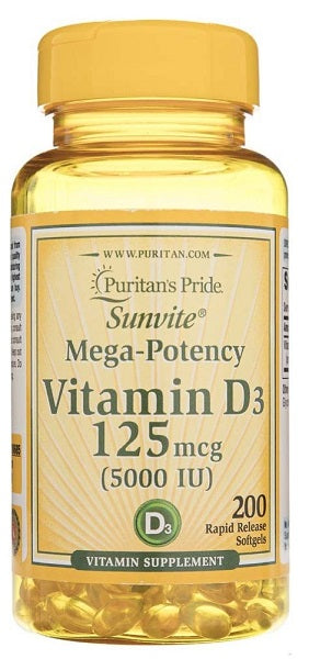 Vitamins D3 5000 IU 200 Rapid Release Softgels - front 2
