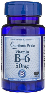 Thumbnail for Puritan's Pride Vitamin B-6 Pyridoxine 50mg 100 tablets supports energy metabolism and cardio health.