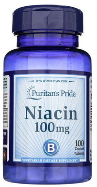 Thumbnail for Boost your nervous system health and energy metabolism with a bottle of Puritan's Pride Vitamin B-3 Niacin 100 mg 100 Tablets.