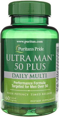 Thumbnail for Puritan's Pride Ultra Man 50 Plus Multivitamins & Minerals 60 caplets offers high performance multivitamins specifically catered to men's health over 50.