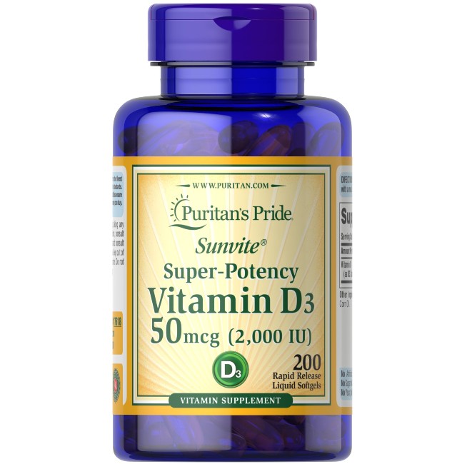 Vitamina D3 2000 UI 200 Cápsulas de Libertação Rápida