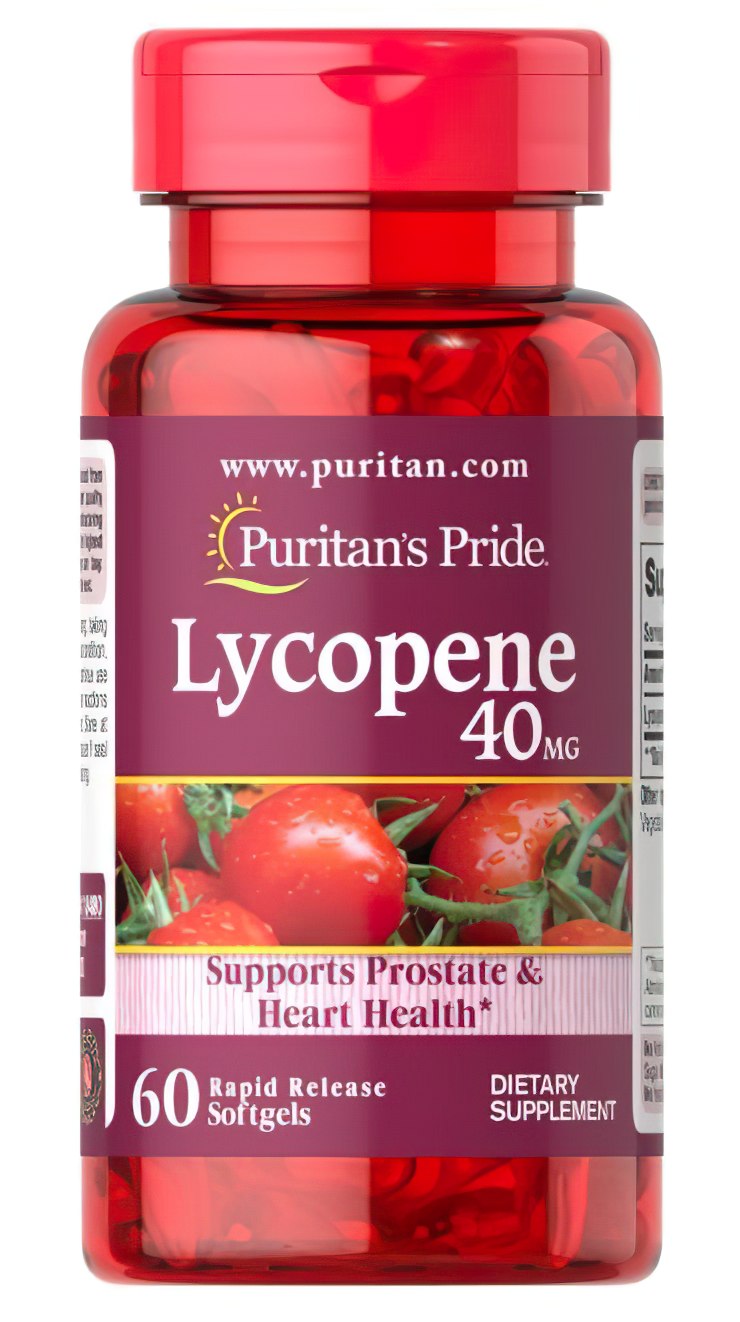 Puritan's Pride Lycopene 40 mg 60 Rapid Release Softgels.