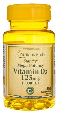Thumbnail for Vitamins D3 5000 IU 100 Rapid Release Softgels - front 2