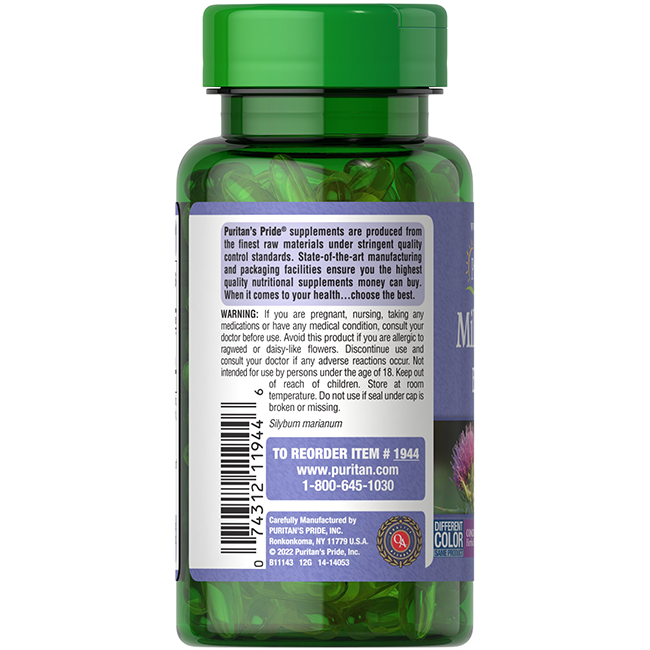 Milk Thistle 1000 mg 4:1 extract Silymarin 90 Rapid Release Softgels