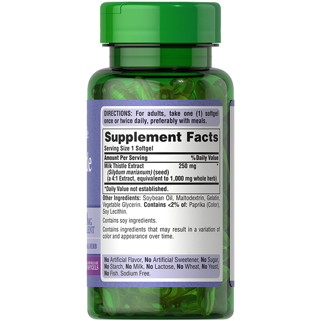 Milk Thistle 1000 mg 4:1 extract Silymarin 90 Rapid Release Softgels