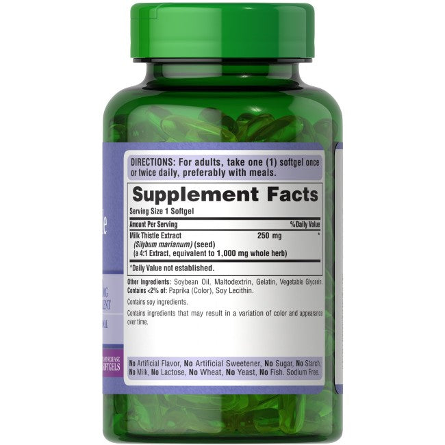Milk Thistle Extract 250 mg 180 Rapid Release Softgels