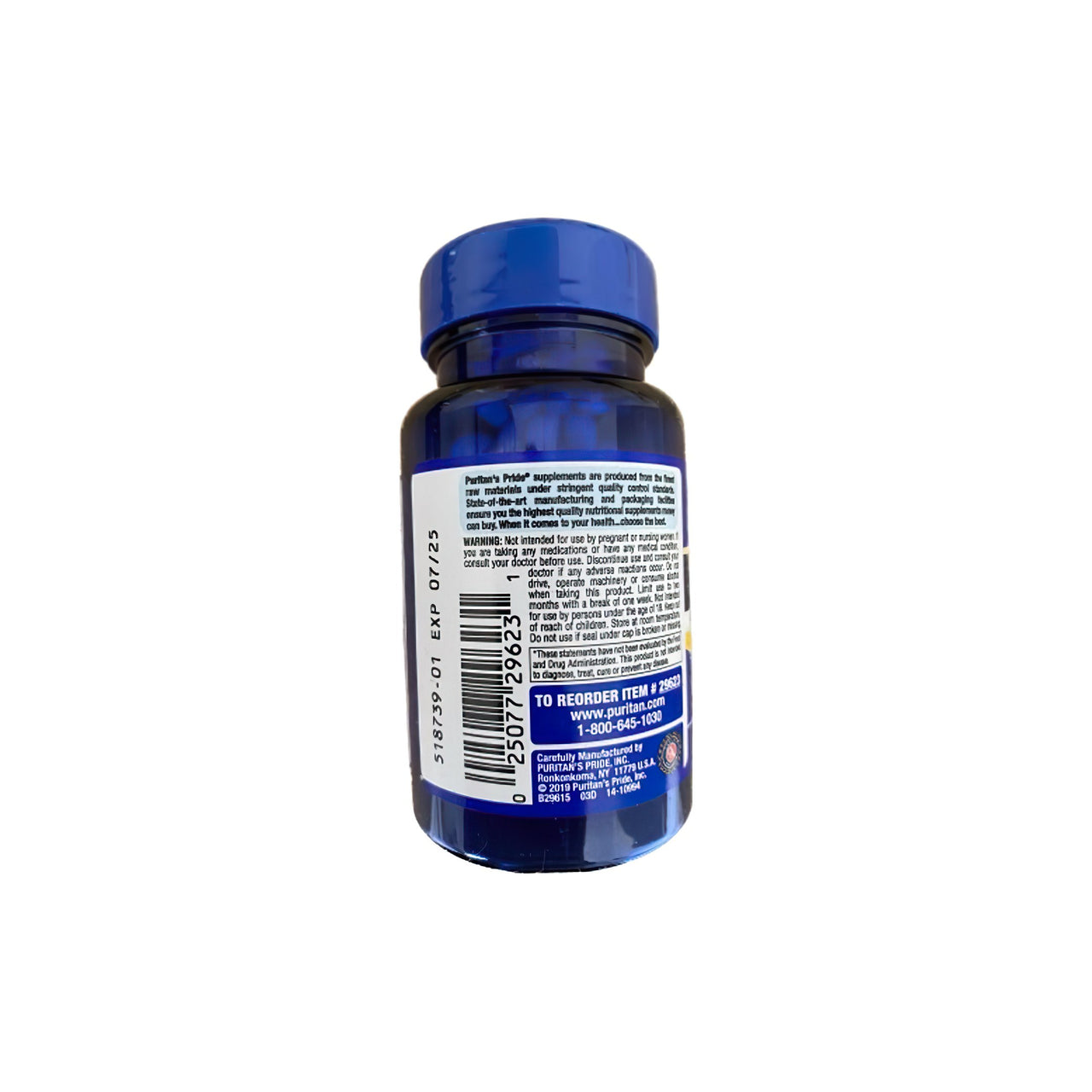 A bottle of Puritan's Pride Extra Strength Melatonin 5 mg 60 rapid release softgels on a white background.