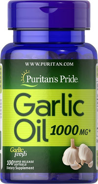 Thumbnail for Puritan's Pride Garlic Oil 1000 mg 100 Rapid Release softgel.